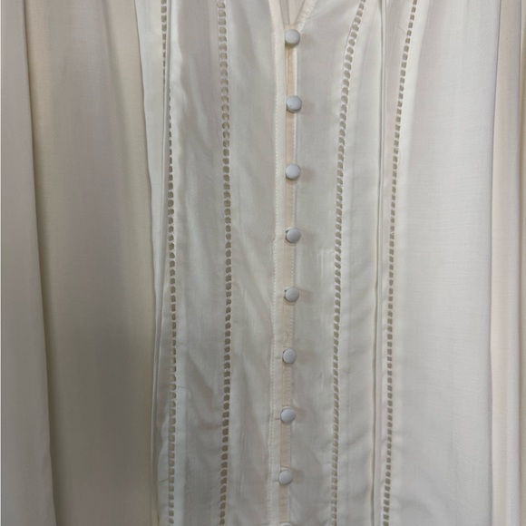 Johnny Was Cream Pleated Ruffled Blouse - Size L - Like New - Picture 4 of 9